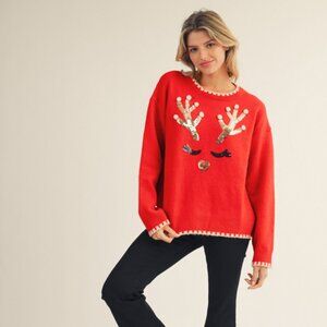 Rudolf Sequin Christmas Sweater